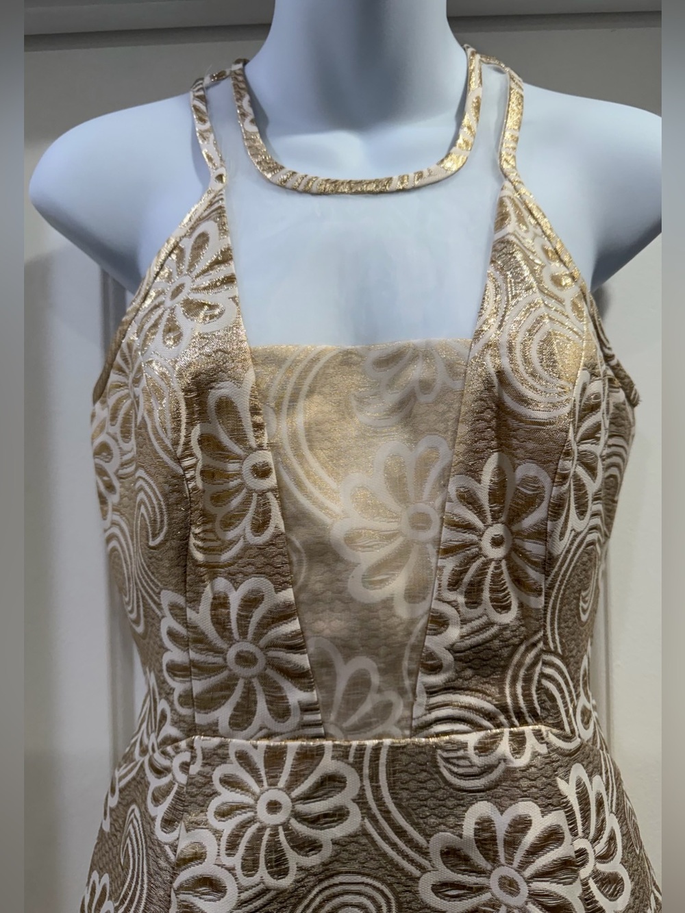 Lilly Pulitzer 🆕  Gold Metallic Elsie Dress Flower Pique Jacquard Size 0 - Picture 3 of 16